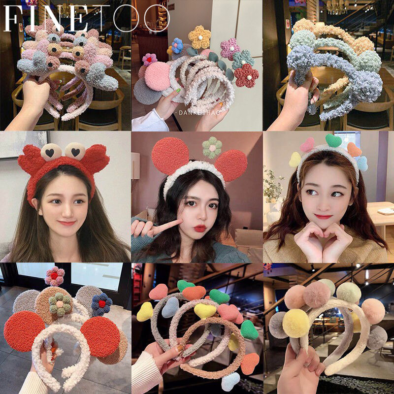 FINE TOO Korean Cute Headband Candy Color Cartoon Flower Crown Stereoscopic Hairband Women Fashion Hair Accessories