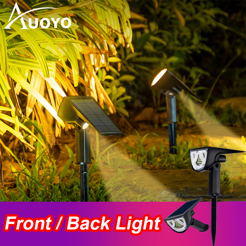 Auoyo LED Outdoor Solar Landscape Lights Solar Christmas Lights Outdoor Waterproof Auto Light Garden Pathway Wireless Ground Lighting Landscape Lamp Alloy Security Light Colorful Lights Waterproof Law