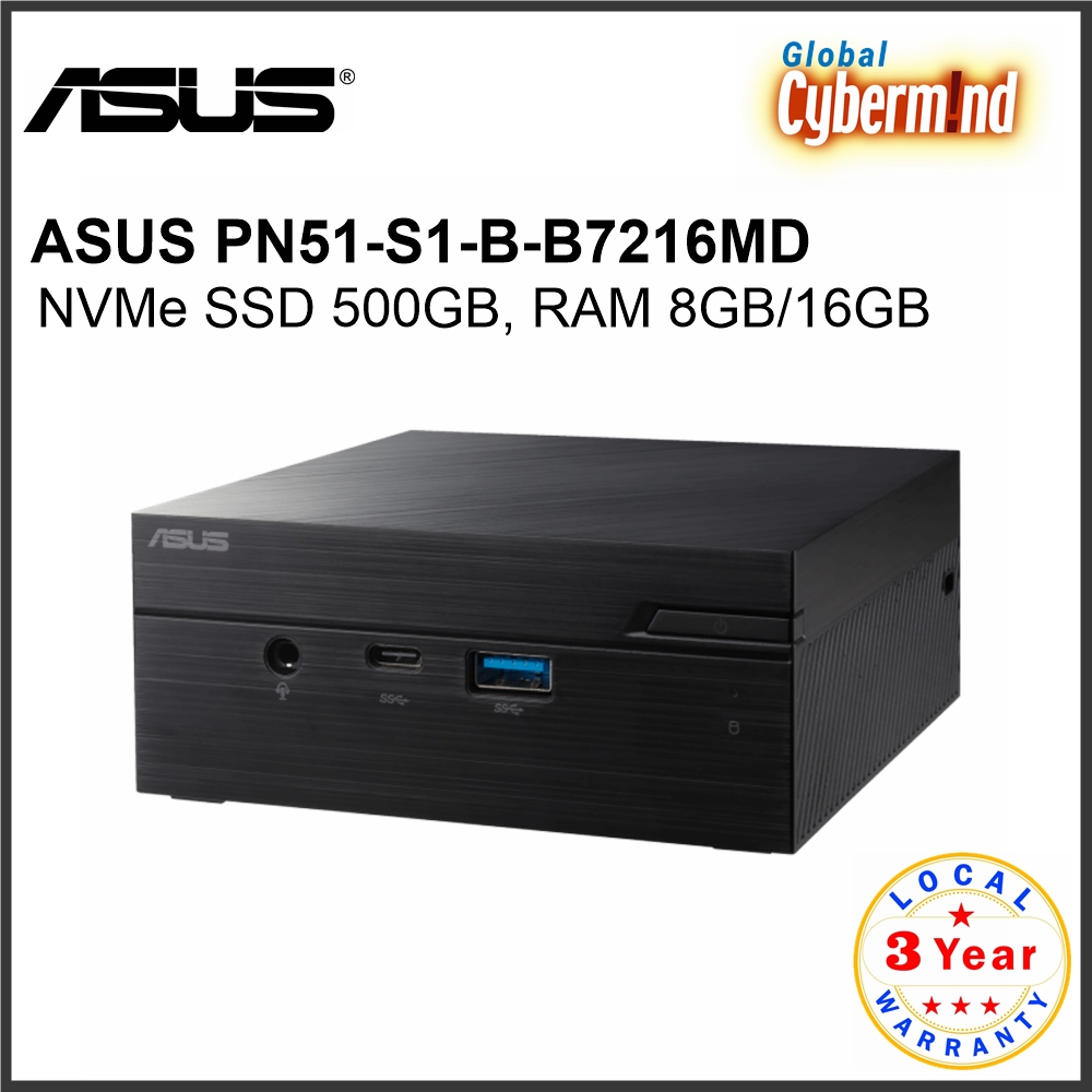 (Mini PC Promo) ASUS PN51 PN51-S1-B-B7216MD AMD Ryzen 7 5700U Barebone Mini PC or with 8GB/16GB Memory + 500GB/1TB NVMe SSD + Preloaded Windows (Un-activated MS Windows 10 /11 Home) (Brought to you by