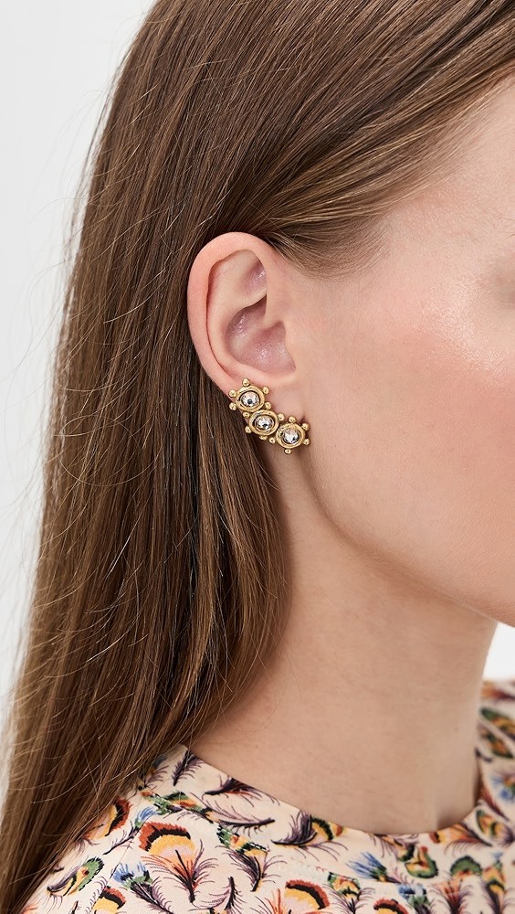 Kavi Crystal Mix Stud Climber Earrings